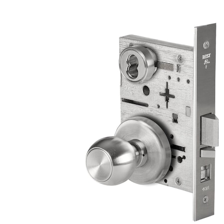Best Grade 1 Office Mortise Lock, 4 Knob, H Rose, SFIC Housing Less Core, Chrome Finish, Reversible 45H7A4H626